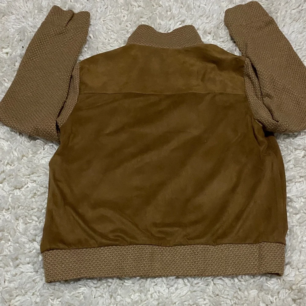 209 wst Brown Women's zipper and button up bomber jacket VGUC business casual - Picture 14 of 16